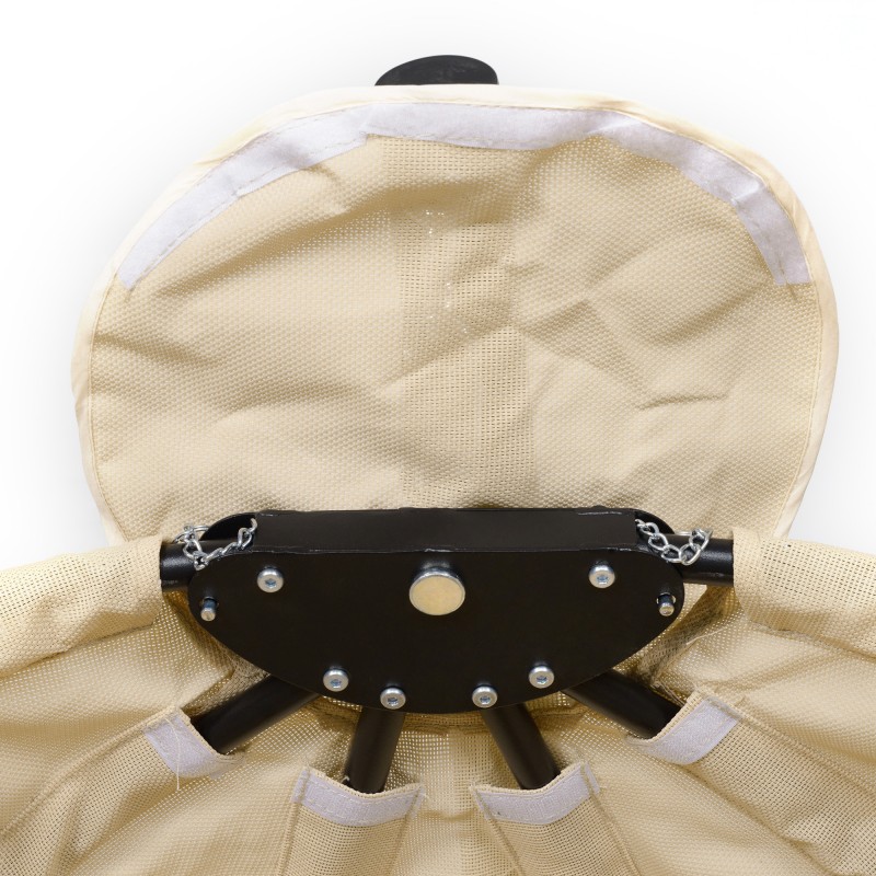 Riippunoja jalustalla sisä- ja ulkokäyttöön, metalli, 125 x 95 x 170 cm, khaki/musta