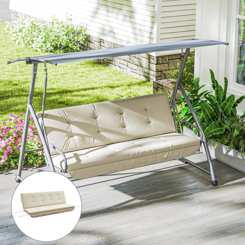 Keinupenkin pehmustesetti ulkokäyttöön, polyesteri, 170 x 100 x 8 cm, beige