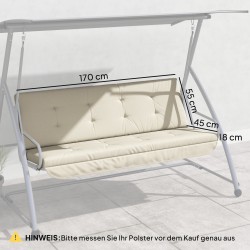 Keinupenkin pehmustesetti ulkokäyttöön, polyesteri, 170 x 100 x 8 cm, beige