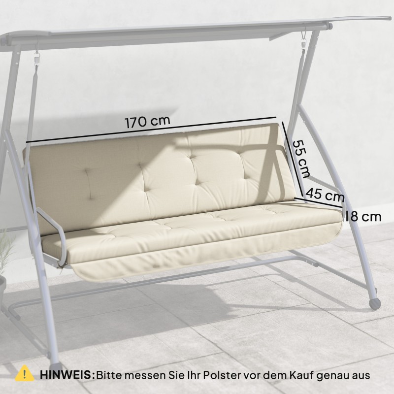 Keinupenkin pehmustesetti ulkokäyttöön, polyesteri, 170 x 100 x 8 cm, beige