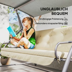 Keinupenkin pehmustesetti ulkokäyttöön, polyesteri, 170 x 100 x 8 cm, beige