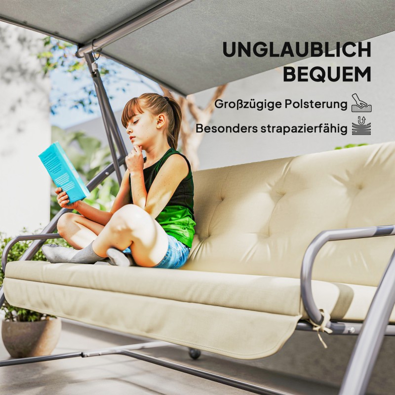 Keinupenkin pehmustesetti ulkokäyttöön, polyesteri, 170 x 100 x 8 cm, beige