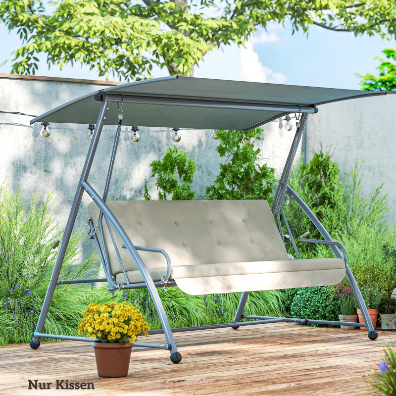 Keinupenkin pehmustesetti ulkokäyttöön, polyesteri, 170 x 100 x 8 cm, beige