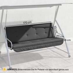 Puutarhakeinun istuinpehmuste ulkokäyttöön polyesteri 170 x 100 x 8 cm tummanharmaa