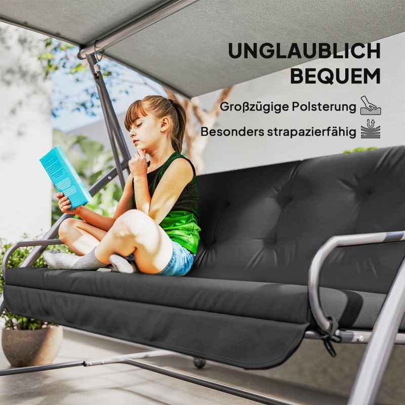 Puutarhakeinun istuinpehmuste ulkokäyttöön polyesteri 170 x 100 x 8 cm tummanharmaa