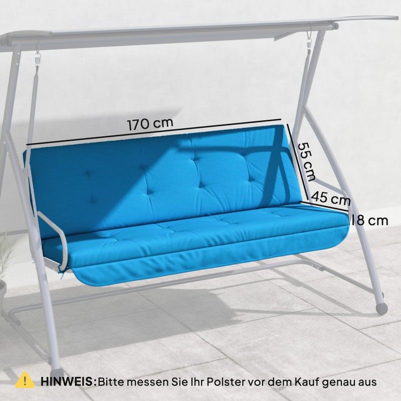 Pihakeinun pehmustesetti 170 cm, vedenkestävä polyesteri, sininen