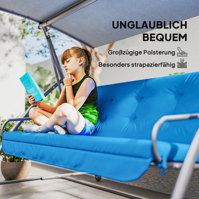 Pihakeinun pehmustesetti 170 cm, vedenkestävä polyesteri, sininen