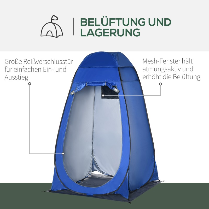 Pop up suihku- ja wc-teltta camping pukeutumisteltta polyesteri 126 x 124 x 189 cm tummansininen