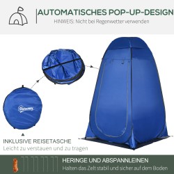 Pop up suihku- ja wc-teltta camping pukeutumisteltta polyesteri 126 x 124 x 189 cm tummansininen