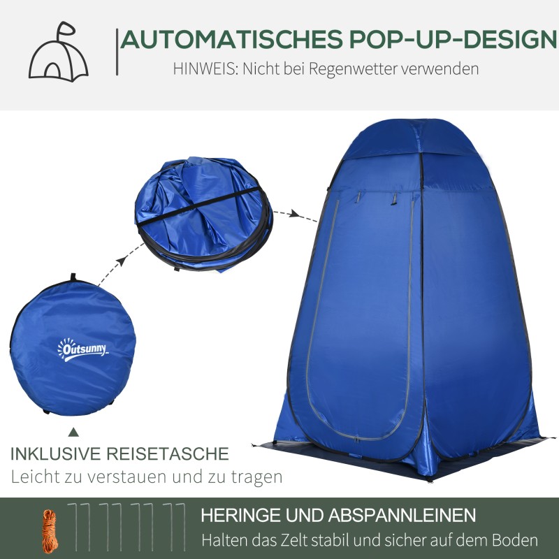Pop up suihku- ja wc-teltta camping pukeutumisteltta polyesteri 126 x 124 x 189 cm tummansininen