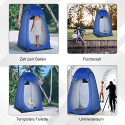 Pop up suihku- ja wc-teltta camping pukeutumisteltta polyesteri 126 x 124 x 189 cm tummansininen