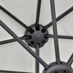 Puoliympyrän muotoinen terassivarjo jalustalla 190 x 200 cm kermanvalkoinen