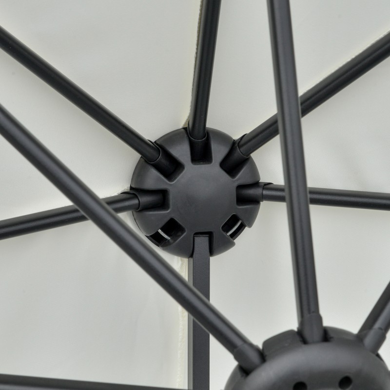 Puoliympyrän muotoinen terassivarjo jalustalla 190 x 200 cm kermanvalkoinen