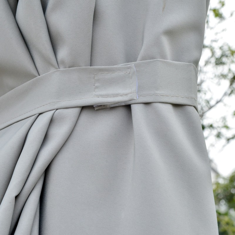 Kaksipuolinen puutarhavarjo LED-aurinkovaloilla 4,5 m, polyesteri/teräs, vaaleanharmaa-musta