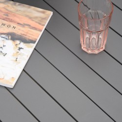 Puutarhan ruokailuryhmä 7 osaa ulkokäyttöön, alumiinia, pöytä 175 x 92 x 73 cm, 6 tuolia, musta/harmaa