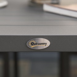 Puutarhan ruokailuryhmä 7 osaa ulkokäyttöön, alumiinia, pöytä 175 x 92 x 73 cm, 6 tuolia, musta/harmaa