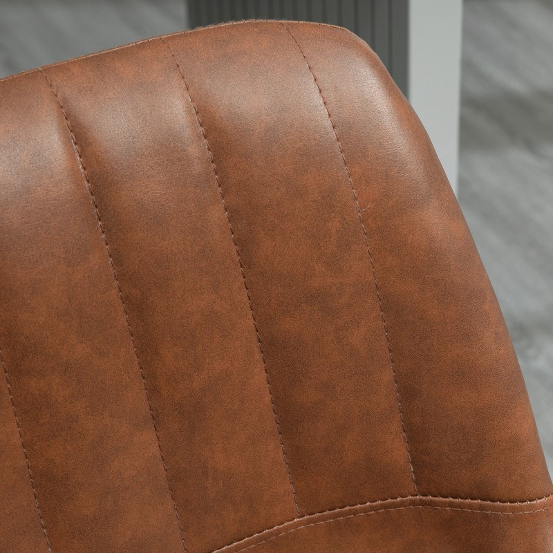 Baarituoli 2 kpl setti, retrodesign, keinonahka ja metalli, säädettävä korkeus 91–111 cm, ruskea