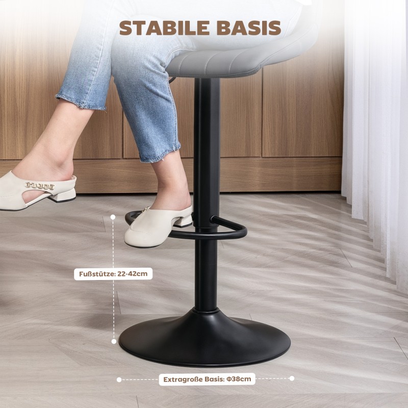 Baarituoli 2 kpl setti retrodesign, keinonahka, säädettävä korkeus 59–79 cm, tummanharmaa