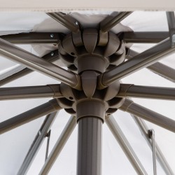 Sivuvarjo teräsrunko Ø2,67 x 2,45 m kaksikerroksinen kampimekanismi vaaleanharmaa