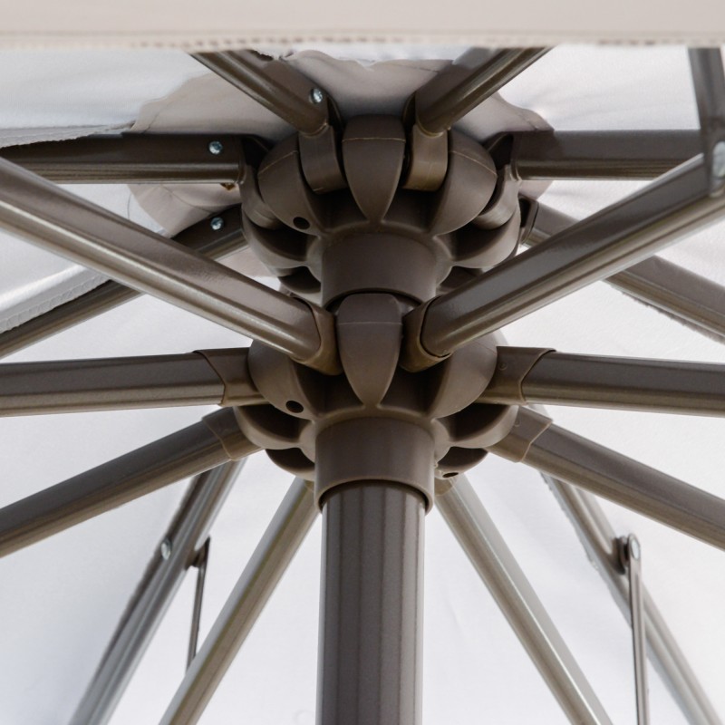 Sivuvarjo teräsrunko Ø2,67 x 2,45 m kaksikerroksinen kampimekanismi vaaleanharmaa