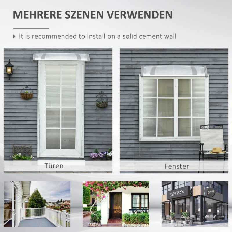 Ovikatos sisäänkäynnille polykarbonaattia ja alumiinia 110 x 60 x 18 cm harmaa