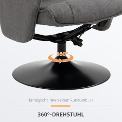 Lepotuoli jalkarahilla, säädettävä selkänoja, samettimainen kangas, 69x71x104 cm, tummanharmaa/musta