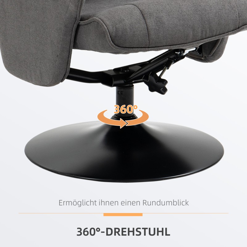 Lepotuoli jalkarahilla, säädettävä selkänoja, samettimainen kangas, 69x71x104 cm, tummanharmaa/musta