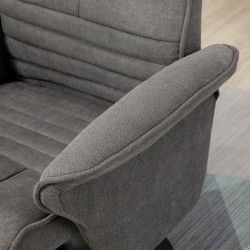 Lepotuoli jalkarahilla, säädettävä selkänoja, samettimainen kangas, 69x71x104 cm, tummanharmaa/musta