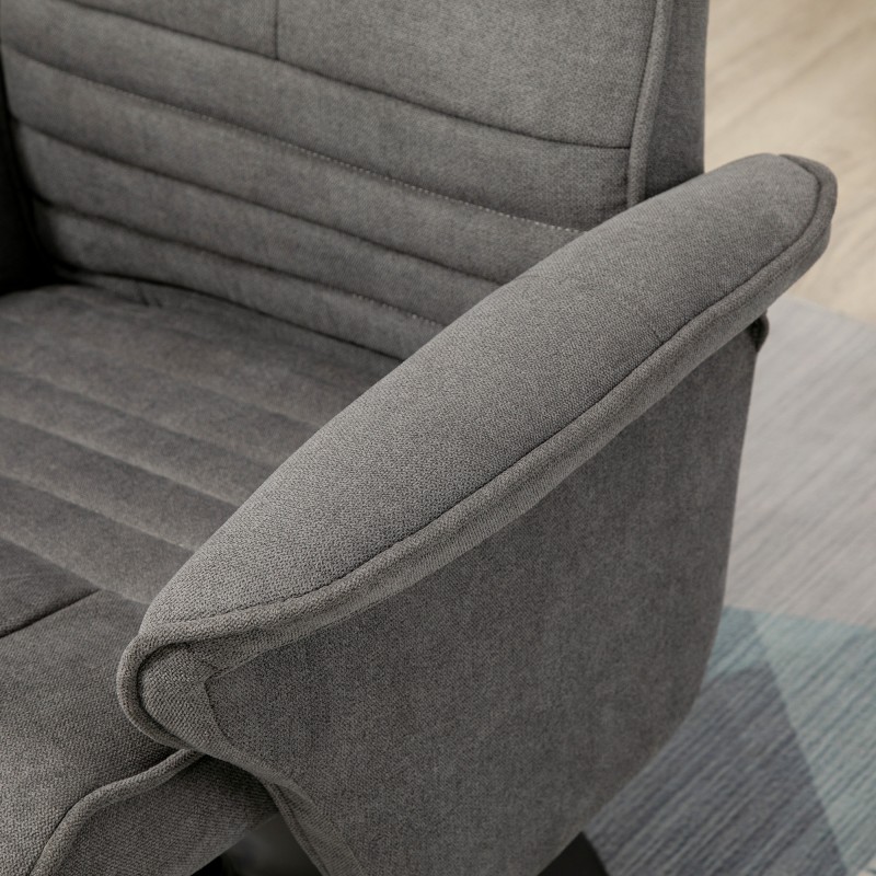 Lepotuoli jalkarahilla, säädettävä selkänoja, samettimainen kangas, 69x71x104 cm, tummanharmaa/musta