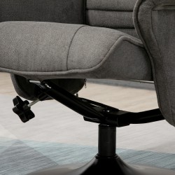 Lepotuoli jalkarahilla, säädettävä selkänoja, samettimainen kangas, 69x71x104 cm, tummanharmaa/musta