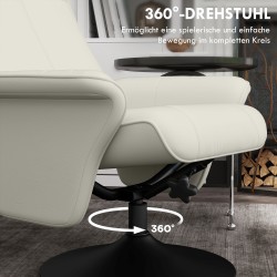 Lepotuoli ja rahi, kääntyvä ja kallistuva, mikrokuitupolyesteri, teräsjalusta, 2-osainen setti, cremevalkoinen