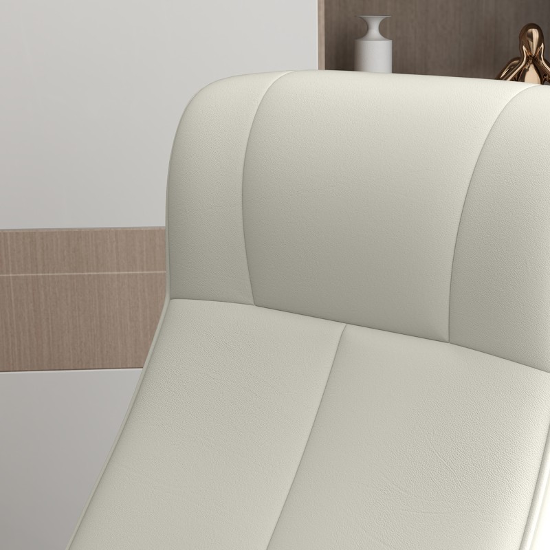 Lepotuoli ja rahi, kääntyvä ja kallistuva, mikrokuitupolyesteri, teräsjalusta, 2-osainen setti, cremevalkoinen