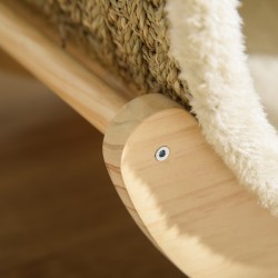 Kissan lepopesä ja raapintatynnyri tyynyllä, mänty/merileväköysi, 41 x 38 x 43 cm, khaki/luonnonvärinen/beige