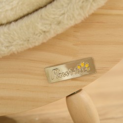 Kissan lepopesä ja raapintatynnyri tyynyllä, mänty/merileväköysi, 41 x 38 x 43 cm, khaki/luonnonvärinen/beige