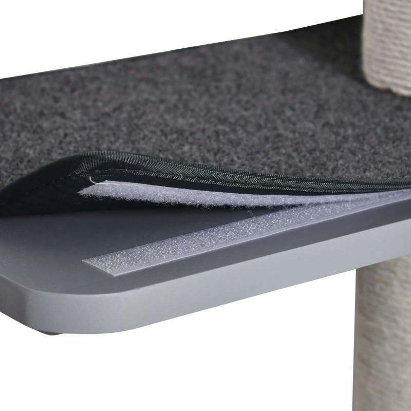 Seinään kiinnitettävä kissan kiipeily- ja raapimispuu 137 cm, MDF, juutti, vaaleanharmaa/beige