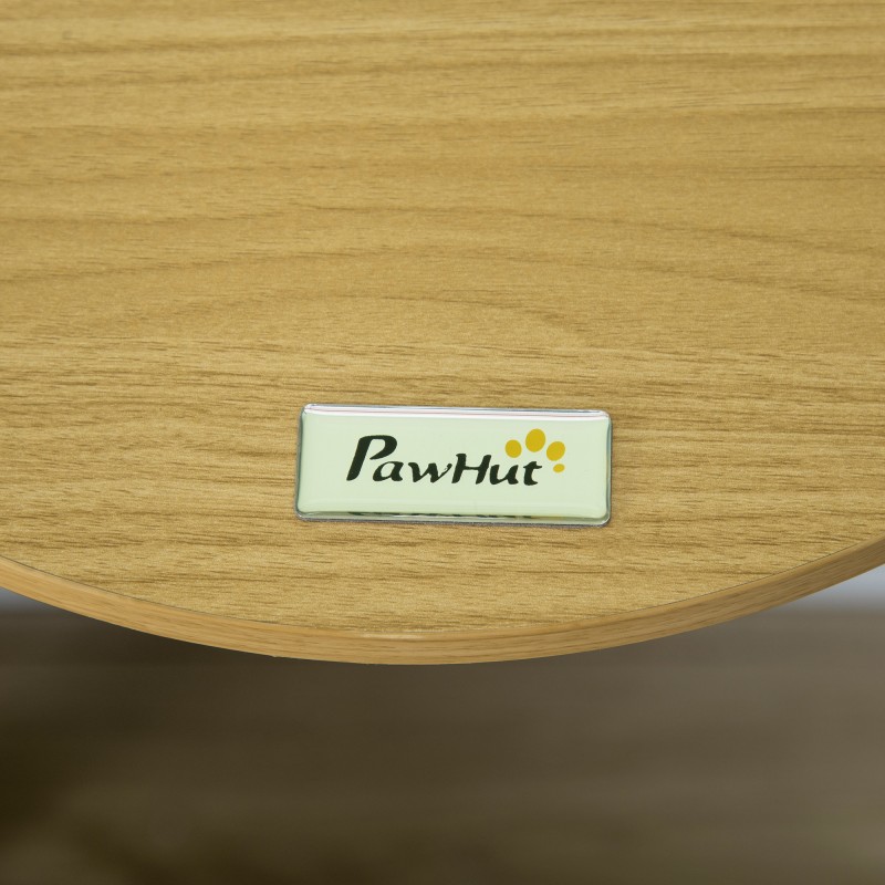 Seinään kiinnitettävä kissan lepotaso lastulevystä Ø34 x 10,5 cm tammi/kerma