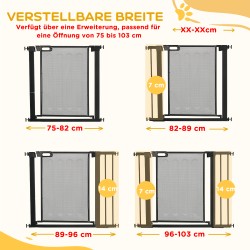 Lemmikkiportti koiralle, metallinen turvaportti portaisiin ja oviaukkoihin 75–103 cm, musta