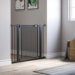 Lemmikkiportti koiralle, metallinen turvaportti portaisiin ja oviaukkoihin 75–103 cm, musta