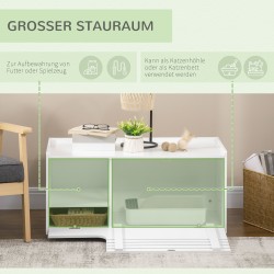 Kissan wc-kaappi ja lepopaikka 2-in-1, MDF, 90 x 48 x 43,5 cm, valkoinen