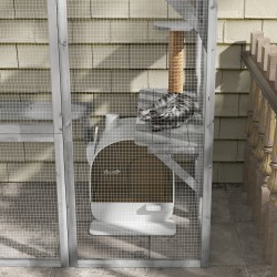 Kissanvessa suodattimella ja hiekkamatolla, muovi, 43 x 44 x 47 cm, mustavalkoinen