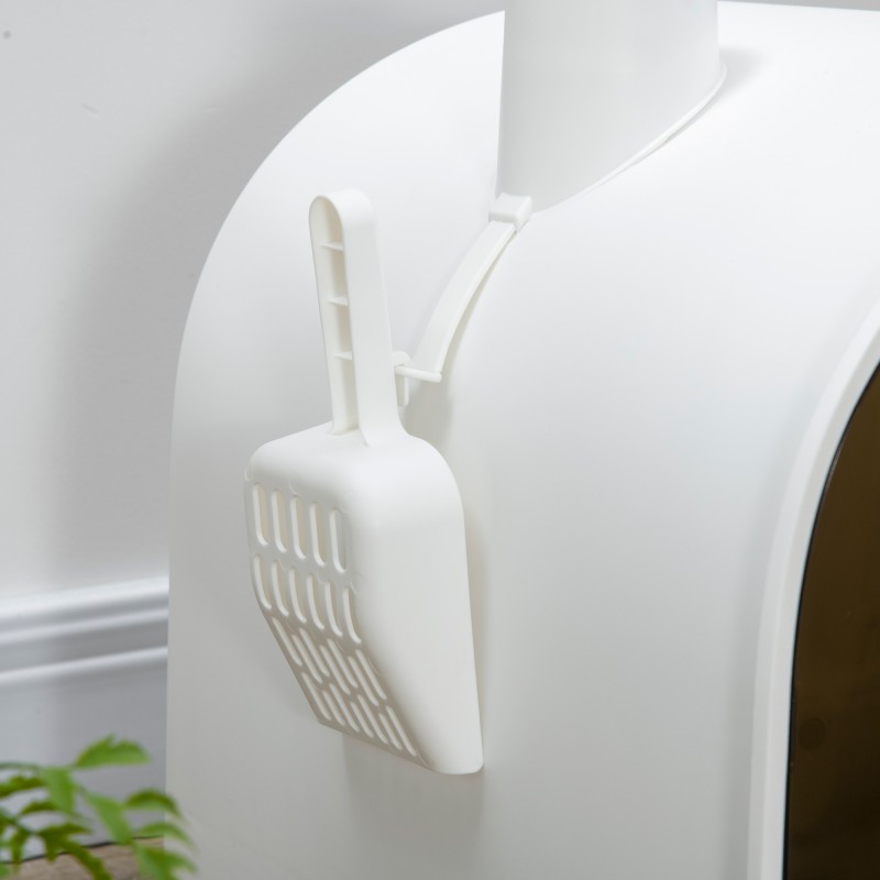 Kissanvessa suodattimella ja hiekkamatolla, muovi, 43 x 44 x 47 cm, mustavalkoinen