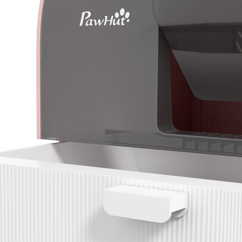 Kissanvessa kannellinen muovia ulosvedettävä laatikko + lapio ja matto, vaaleanpunainen/musta