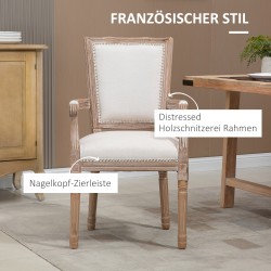 Ruokapöydän tuoli ranskalainen maalaisromanttinen tyyli kautsukipuuta 54,5 x 59 x 96 cm cremevalkoinen