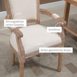 Ruokapöydän tuoli ranskalainen maalaisromanttinen tyyli kautsukipuuta 54,5 x 59 x 96 cm cremevalkoinen