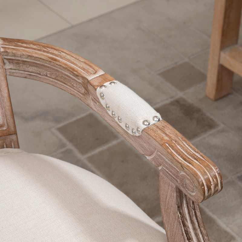 Ruokapöydän tuoli ranskalainen maalaisromanttinen tyyli kautsukipuuta 54,5 x 59 x 96 cm cremevalkoinen