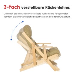 Lepotuoli, säädettävä selkänoja, pyökkipuurunko, taittuva, enint. 120 kg, ruskea