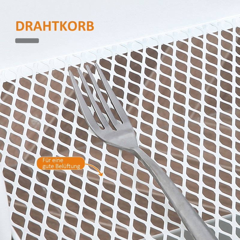 Kolmitasoinen tarjoilu- ja säilytysvaunu pyörillä, teräs ja muovi, 45 x 31 x 79,4 cm, valkoinen