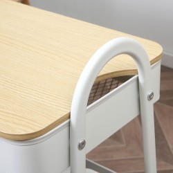 Kolmitasoinen tarjoilu- ja säilytysvaunu pyörillä, teräs ja muovi, 45 x 31 x 79,4 cm, valkoinen