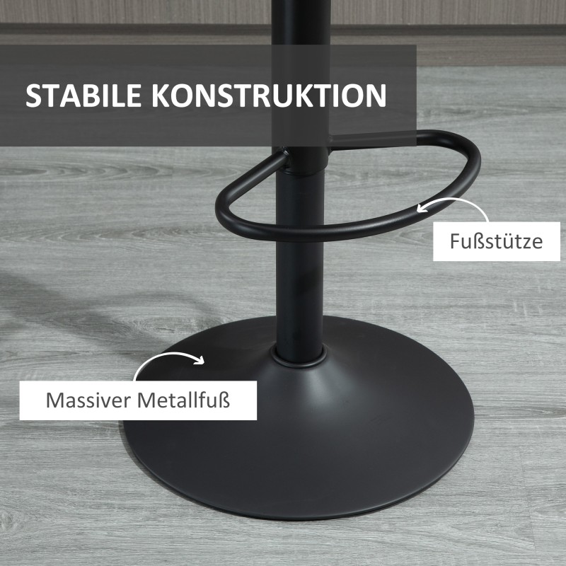 2 kpl baarituoli setti retrotyyli, mikrokuitu, korkeussäädettävä kaasujousella, harmaa/musta