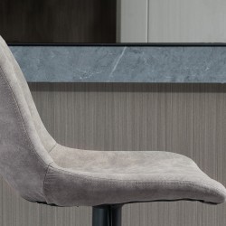 2 kpl baarituoli setti retrotyyli, mikrokuitu, korkeussäädettävä kaasujousella, harmaa/musta